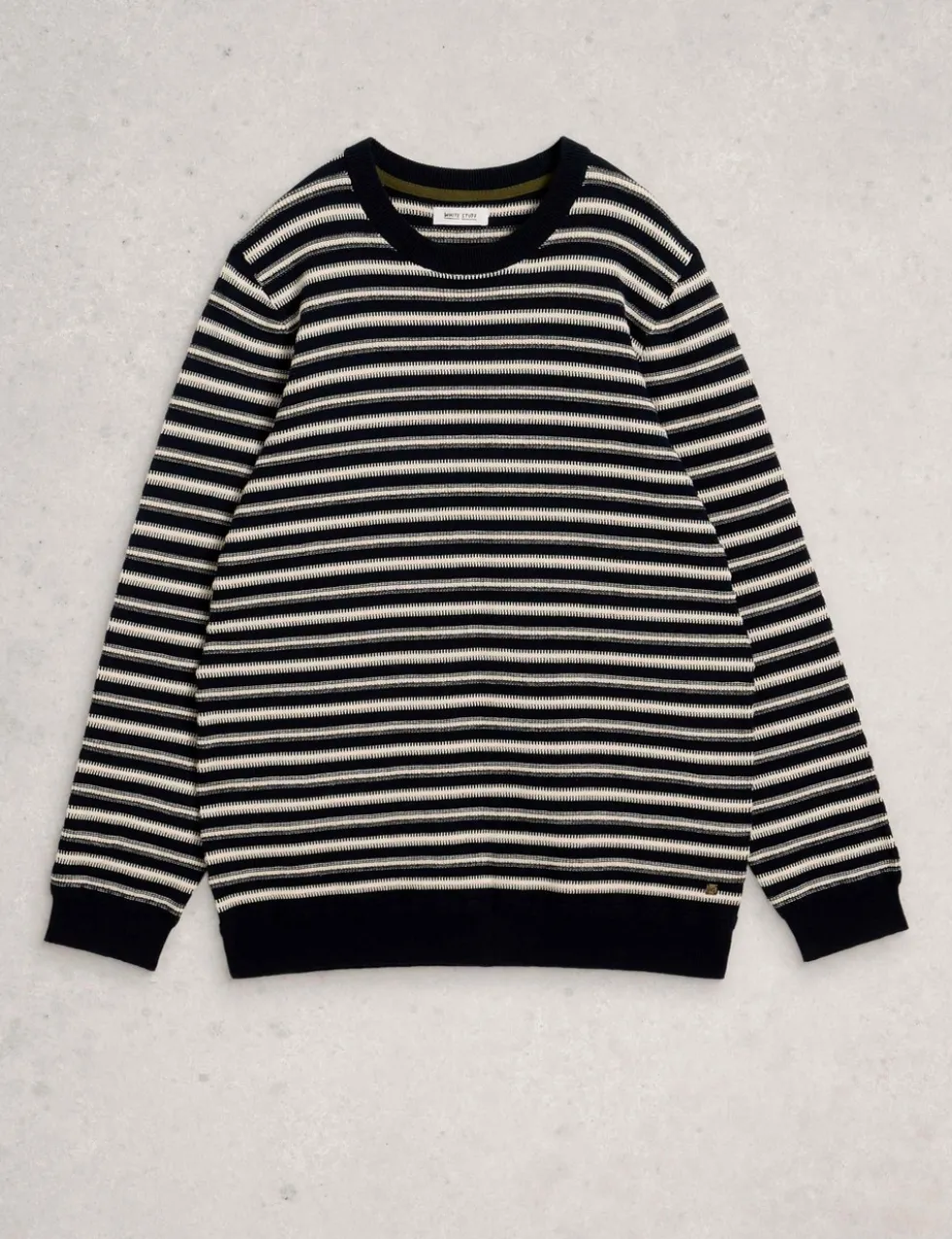 Pure Cotton Striped Crew Neck Jumper