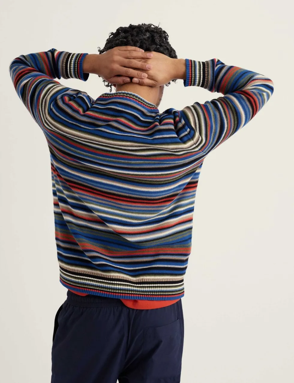 Pure Cotton Striped Crew Neck Jumper