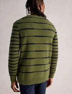 Pure Cotton Striped Crew Neck Jumper