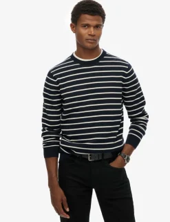 Pure Cotton Striped Crew Neck Jumper