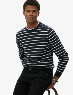Pure Cotton Striped Crew Neck Jumper