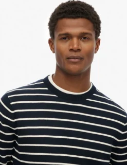 Pure Cotton Striped Crew Neck Jumper
