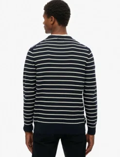 Pure Cotton Striped Crew Neck Jumper