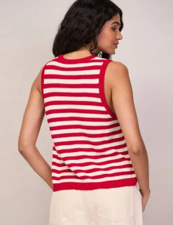 Pure Cotton Striped Crew Neck Vest Top