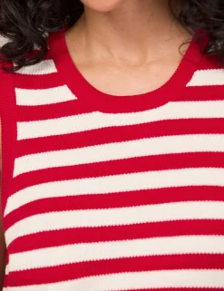 Pure Cotton Striped Crew Neck Vest Top