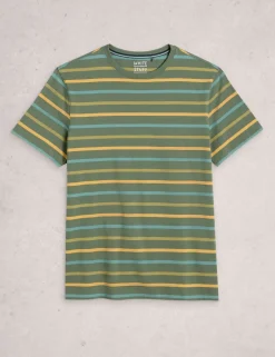Pure Cotton Striped Crew Neck T-Shirt