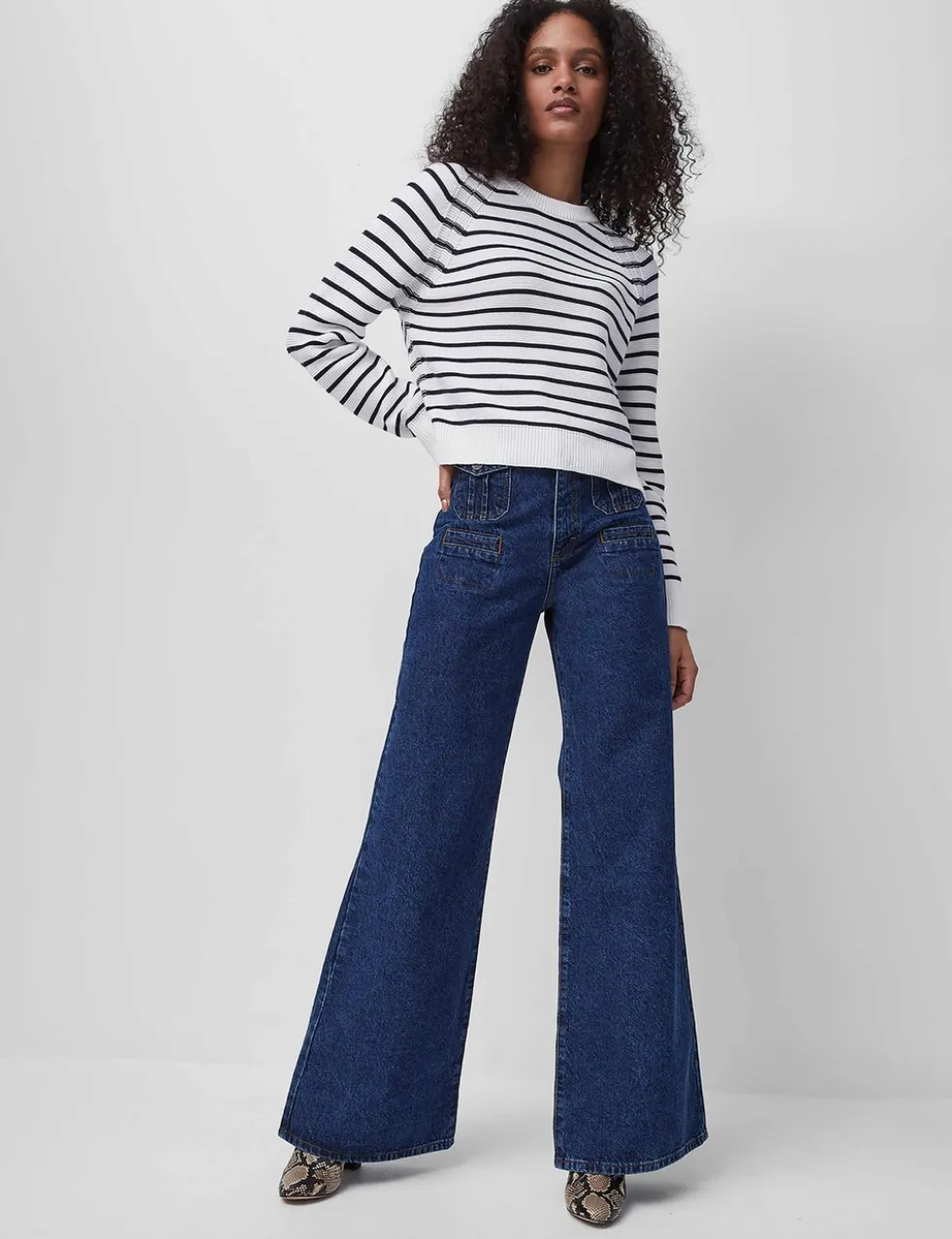 Pure Cotton Striped Crew Neck Jumper
