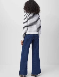 Pure Cotton Striped Crew Neck Jumper