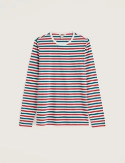 Pure Cotton Striped Crew Neck Top