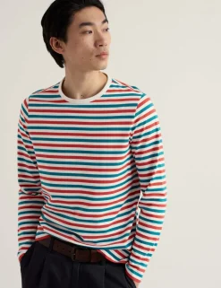 Pure Cotton Striped Crew Neck Top