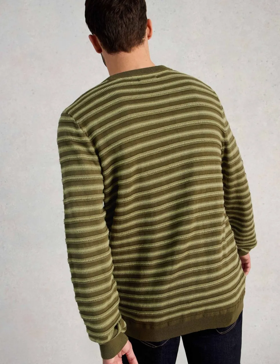Pure Cotton Striped Crew Neck Jumper