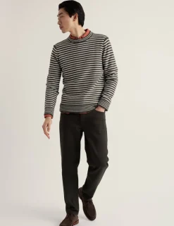 Pure Cotton Striped Crew Neck Jumper