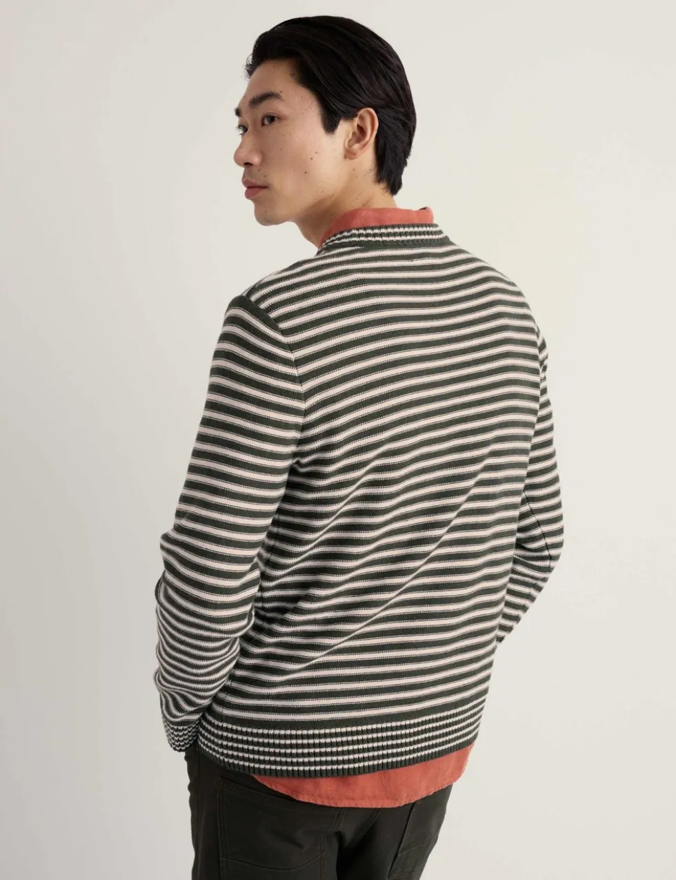 Pure Cotton Striped Crew Neck Jumper