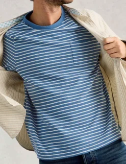 Pure Cotton Striped Crew Neck T-Shirt