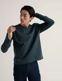 Pure Cotton Striped Crew Neck Top