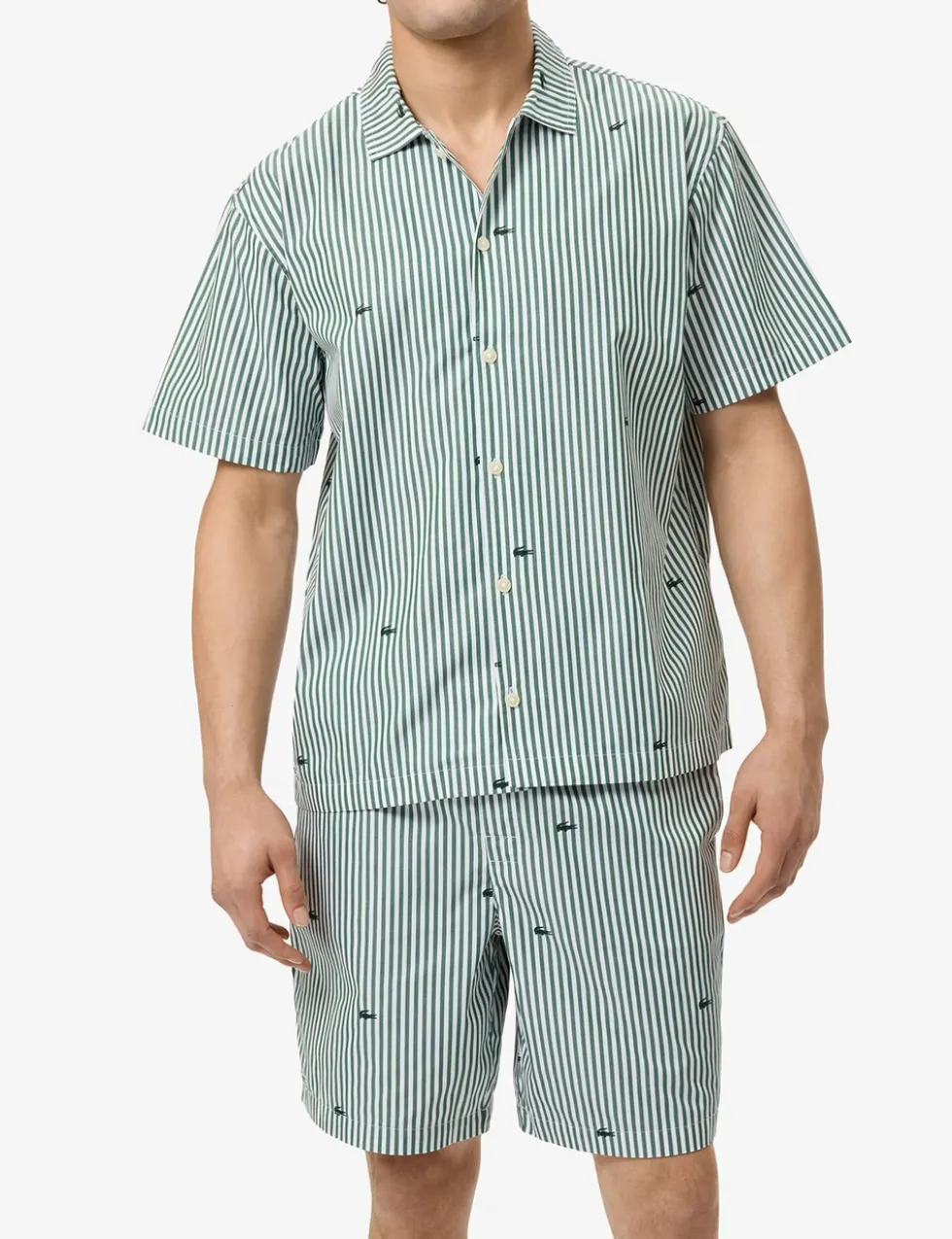 Pure Cotton Striped Crocodile Pyjama Set