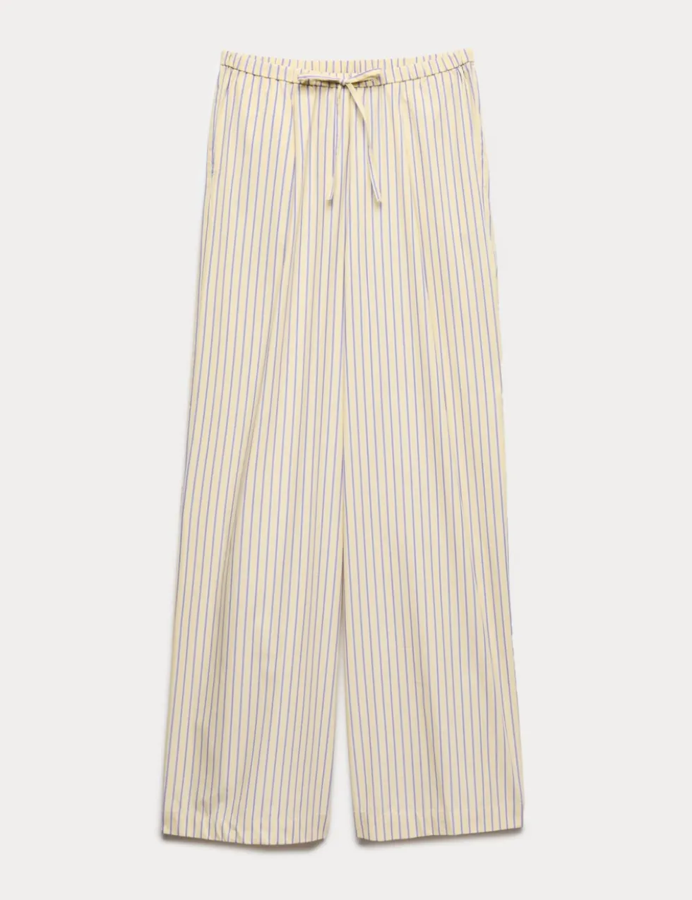 Pure Cotton Striped Drawstring Wide Leg Trousers