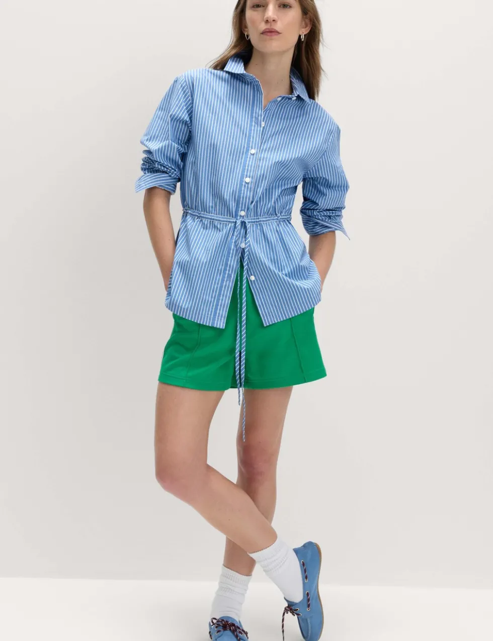Pure Cotton Striped Drawstring Shirt