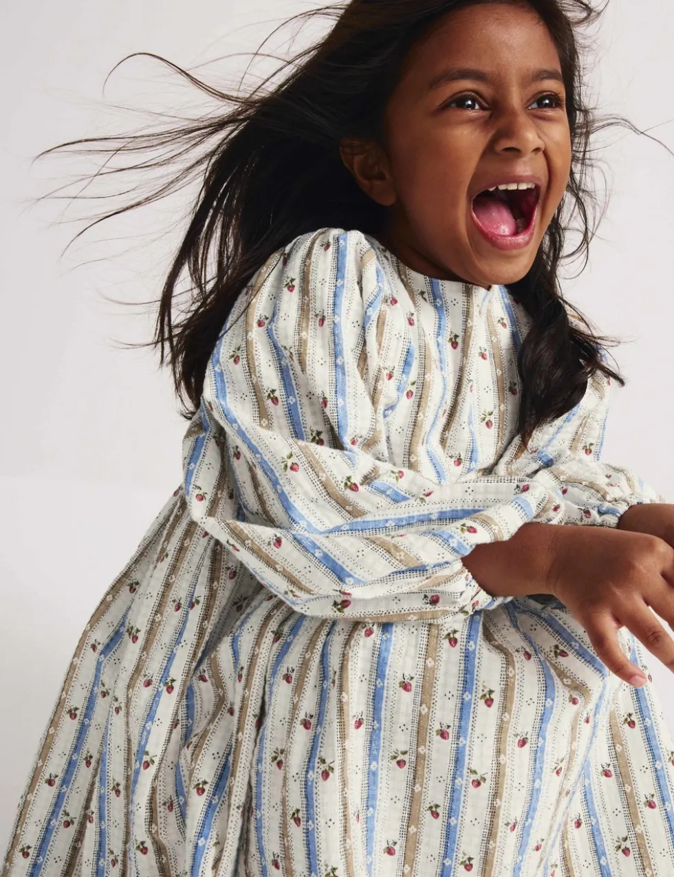 Pure Cotton Striped Floral Dress (1-8 Yrs)