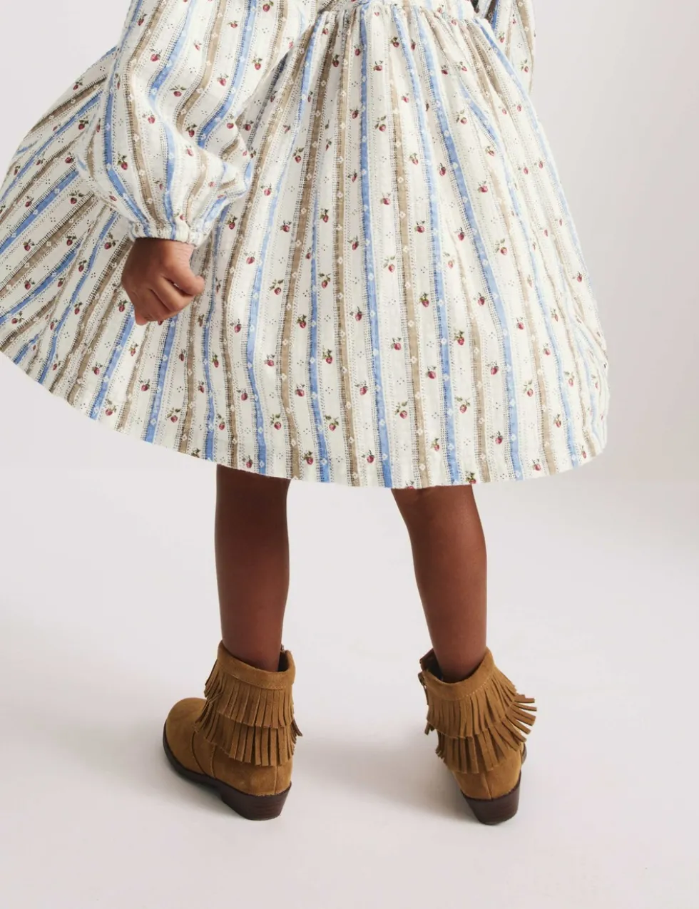 Pure Cotton Striped Floral Dress (1-8 Yrs)
