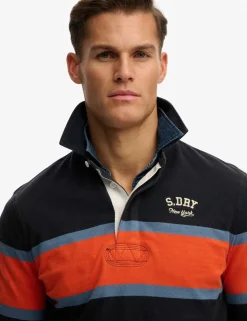 Pure Cotton Striped Funnel Neck Rugby Top