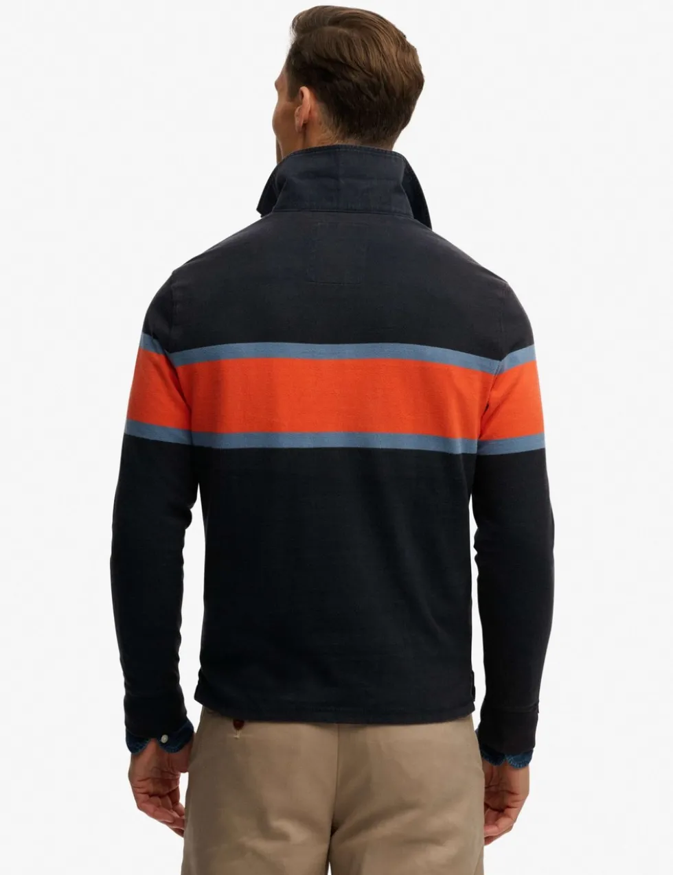 Pure Cotton Striped Funnel Neck Rugby Top
