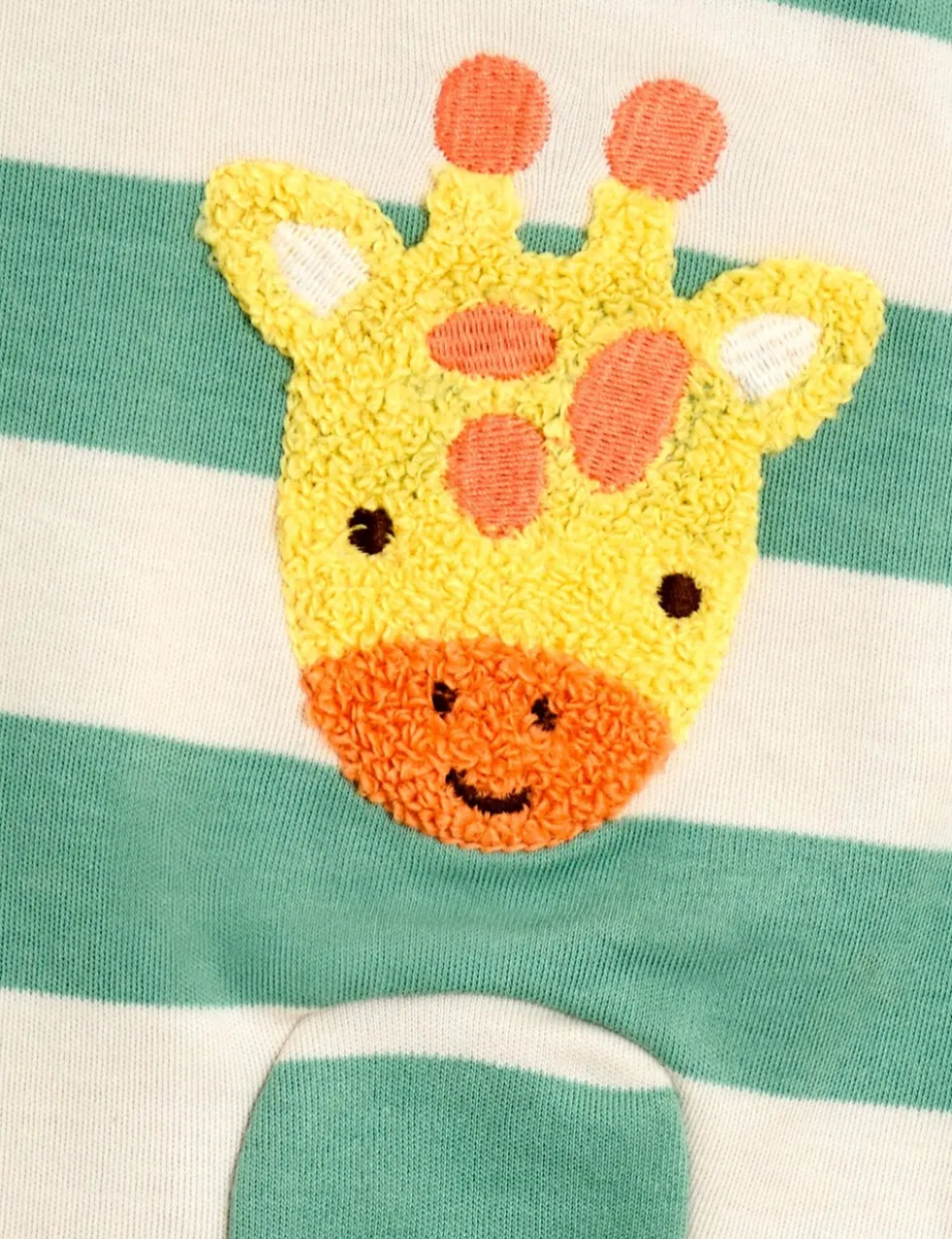 Pure Cotton Striped Giraffe Sleepsuit (7lbs-18 Mths)