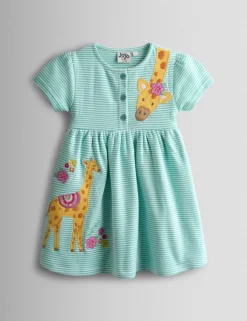 Pure Cotton Striped Giraffe Dress (6 Mths - 7 Yrs)