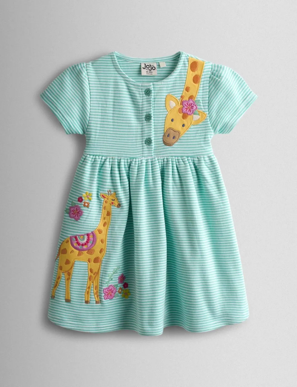 Pure Cotton Striped Giraffe Dress (6 Mths - 7 Yrs)