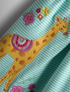 Pure Cotton Striped Giraffe Dress (6 Mths - 7 Yrs)