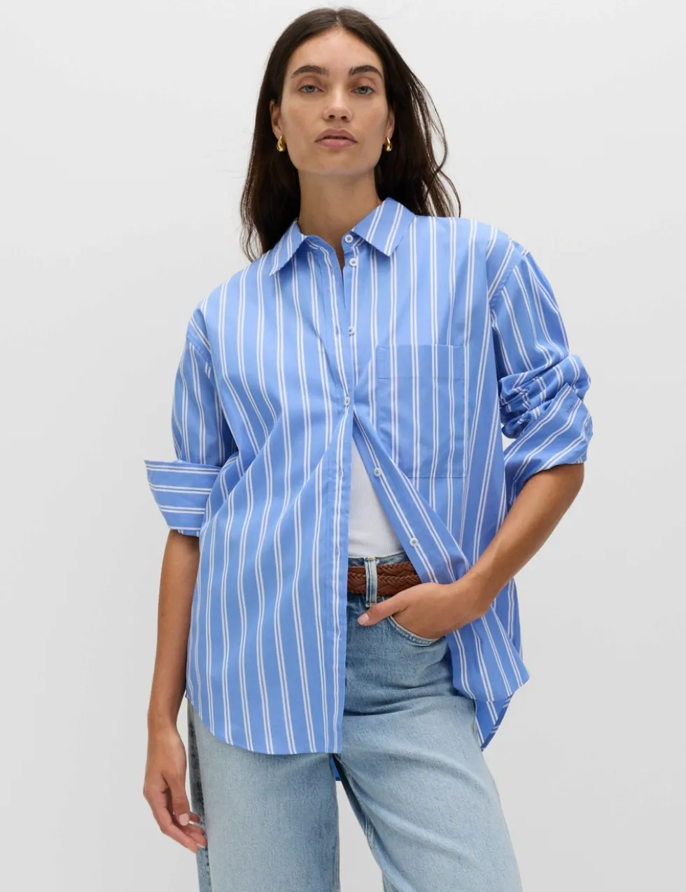 Pure Cotton Striped Girlfriend Shirt