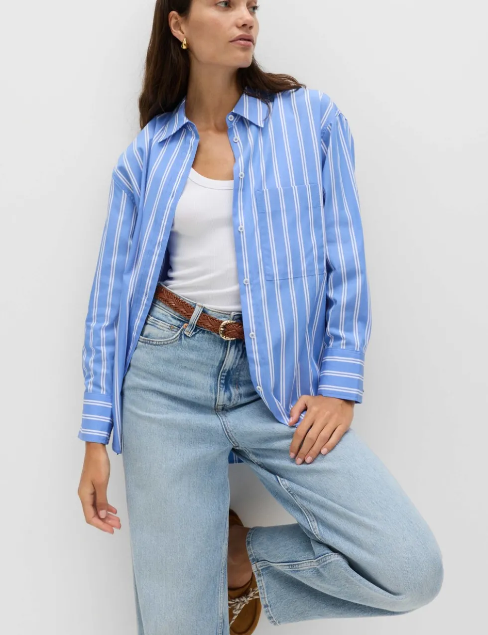 Pure Cotton Striped Girlfriend Shirt