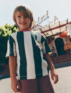 Pure Cotton Striped Graphic T-Shirt (2-8 Yrs)