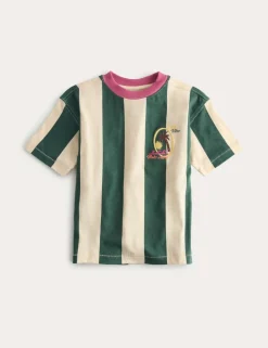 Pure Cotton Striped Graphic T-Shirt (2-8 Yrs)
