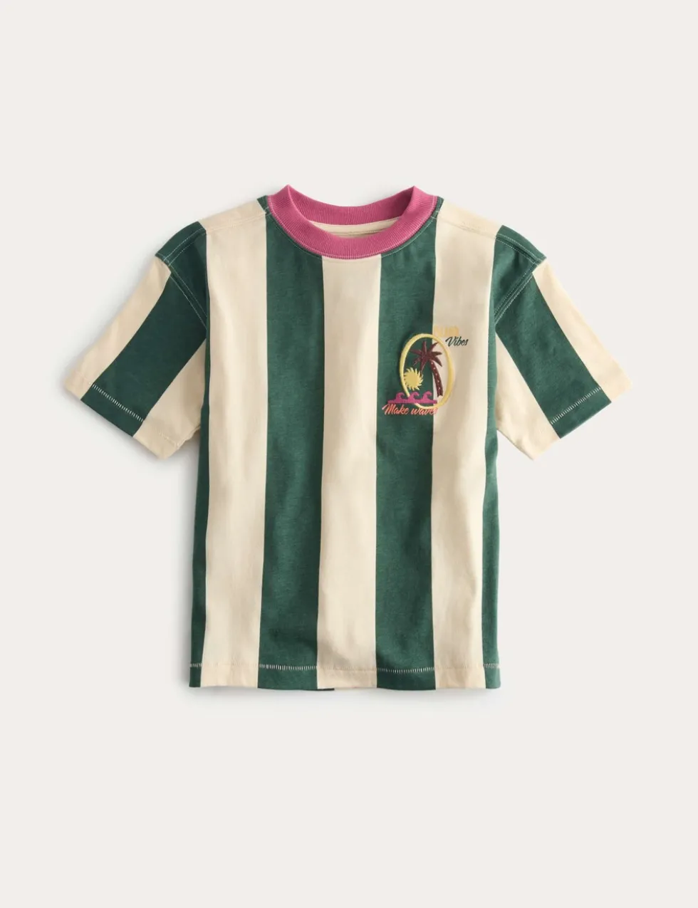 Pure Cotton Striped Graphic T-Shirt (2-8 Yrs)