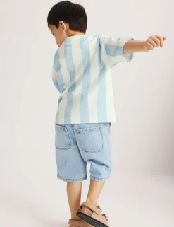 Pure Cotton Striped Graphic T-Shirt (2-8 Yrs)