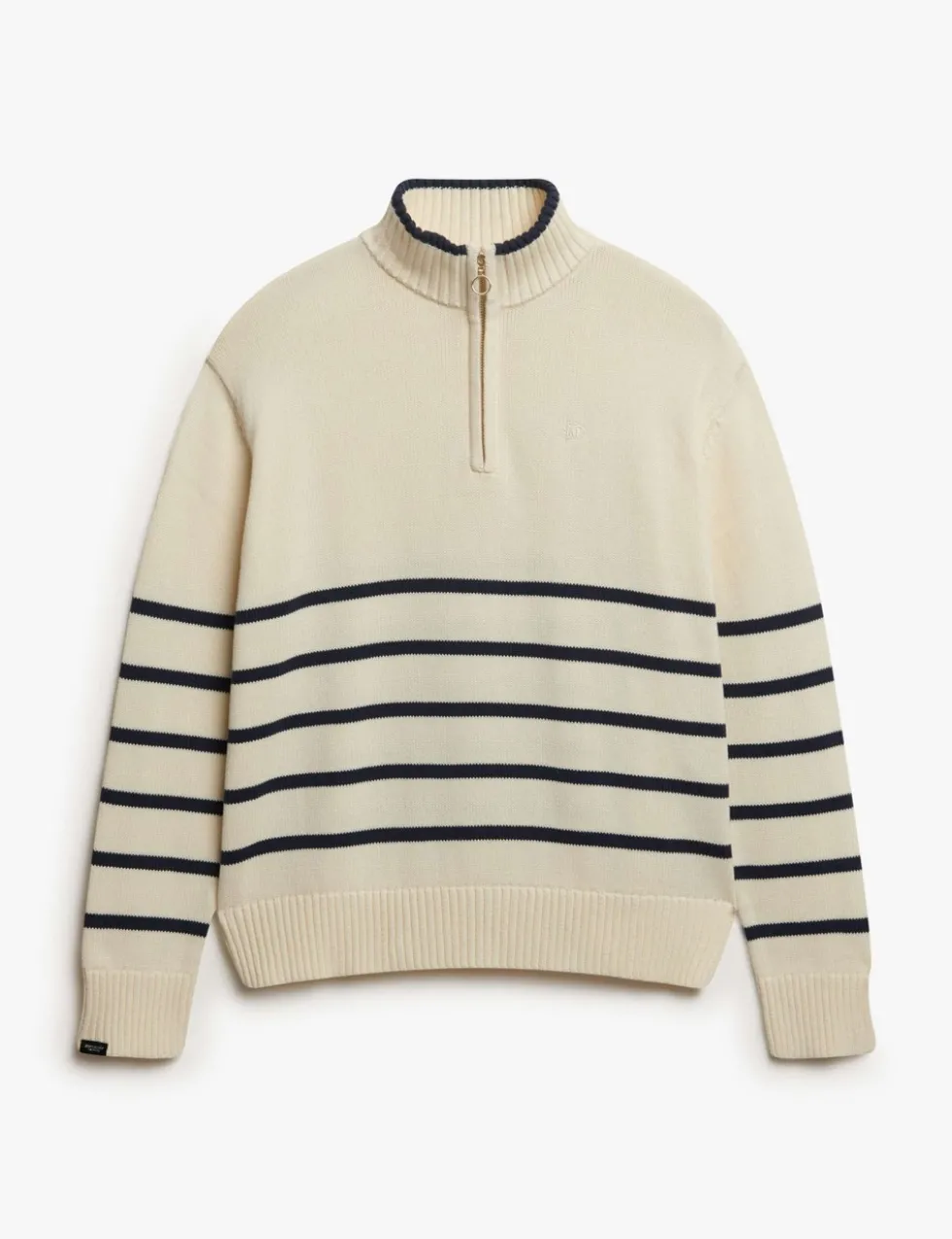 Pure Cotton Striped Half Zip Oversized Jumper