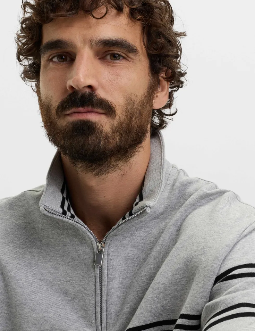 Pure Cotton Striped Half Zip Sweatshirt