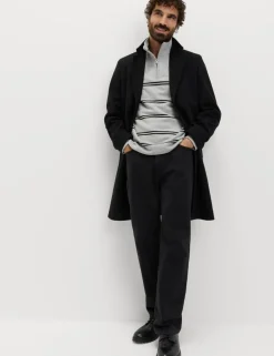 Pure Cotton Striped Half Zip Sweatshirt