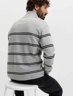 Pure Cotton Striped Half Zip Sweatshirt