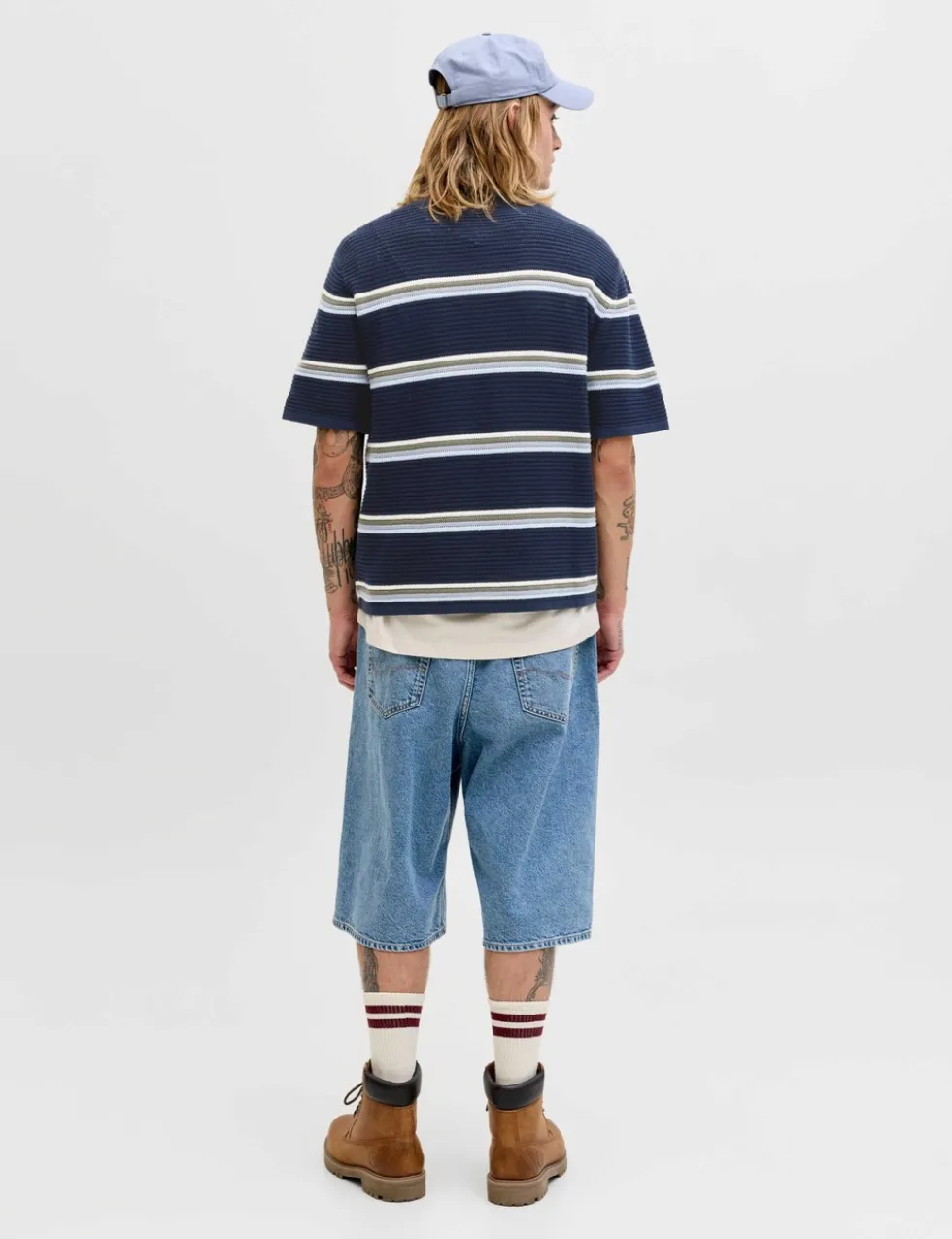 Pure Cotton Striped Knitted Polo Shirt