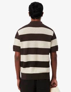 Pure Cotton Striped Knitted Polo Shirt