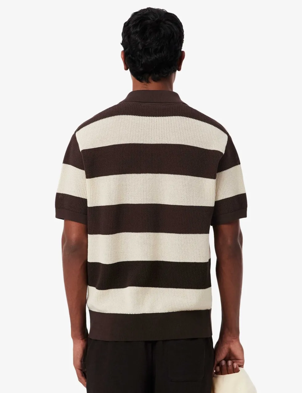 Pure Cotton Striped Knitted Polo Shirt