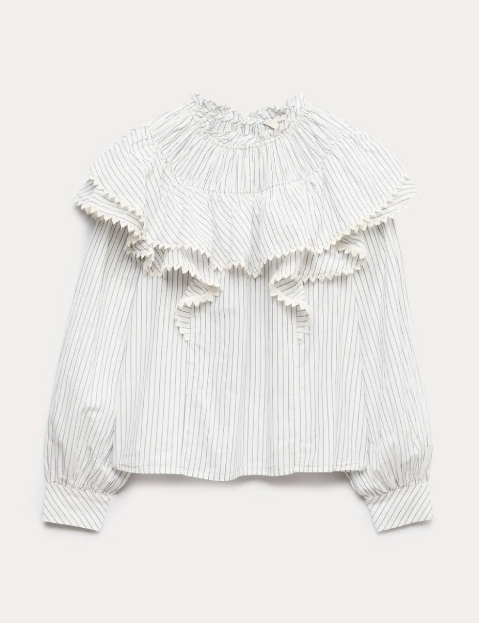 Pure Cotton Striped Lace Detail Blouse