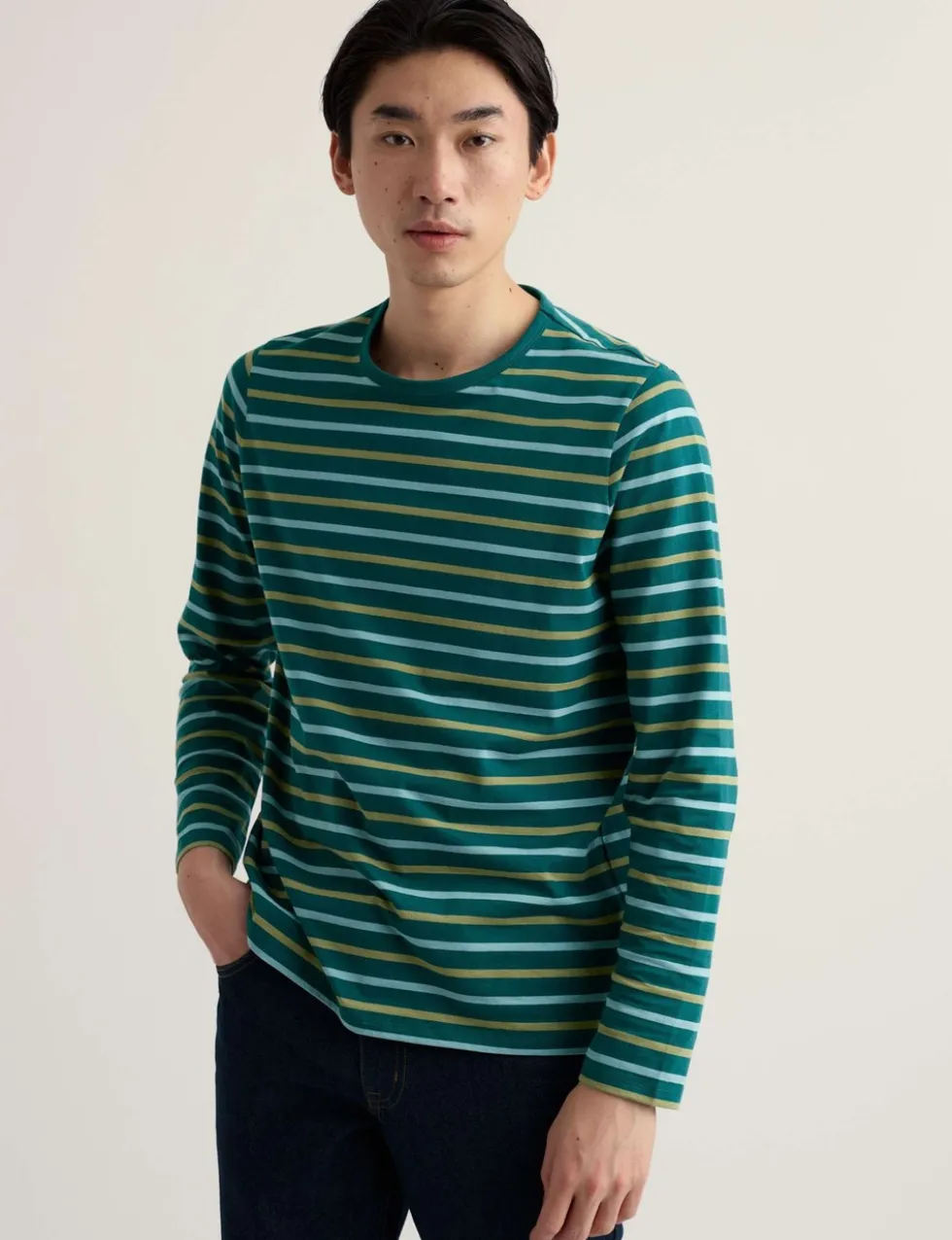 Pure Cotton Striped Long Sleeve T-Shirt