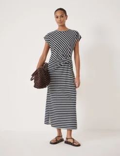 Pure Cotton Striped Midaxi Column Dress