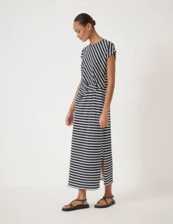 Pure Cotton Striped Midaxi Column Dress