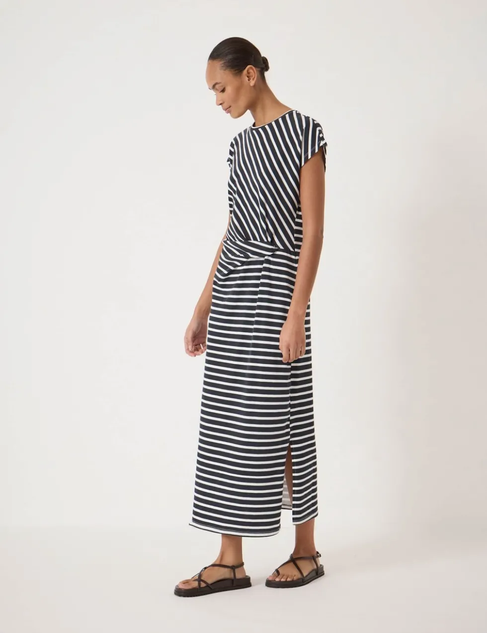 Pure Cotton Striped Midaxi Column Dress