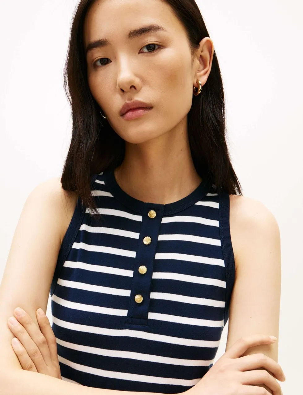 Pure Cotton Striped Midi Skater Dress