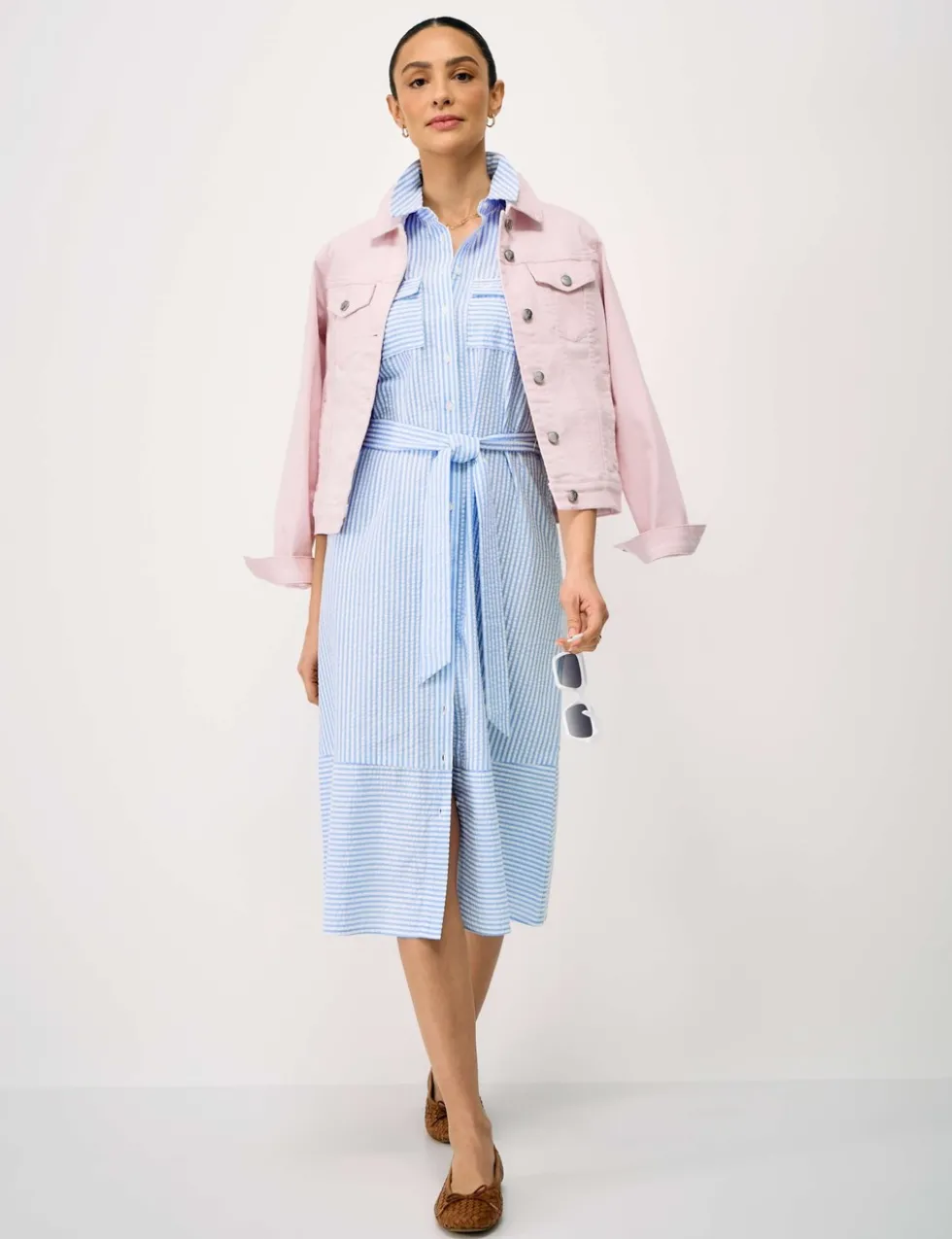 Pure Cotton Striped Midi Shirt Dress